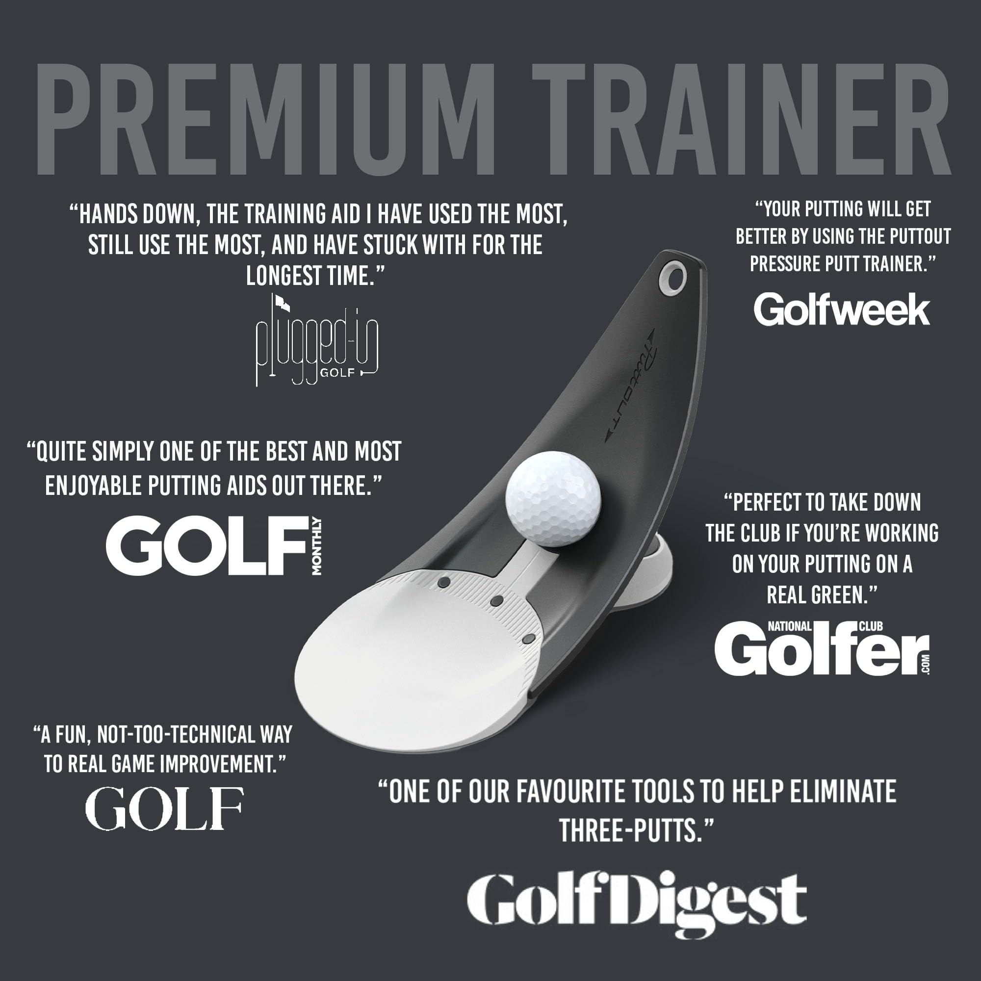 PuttOUT Premium Pressure Putt Trainer - Perfect Your Golf Putting (Stone)