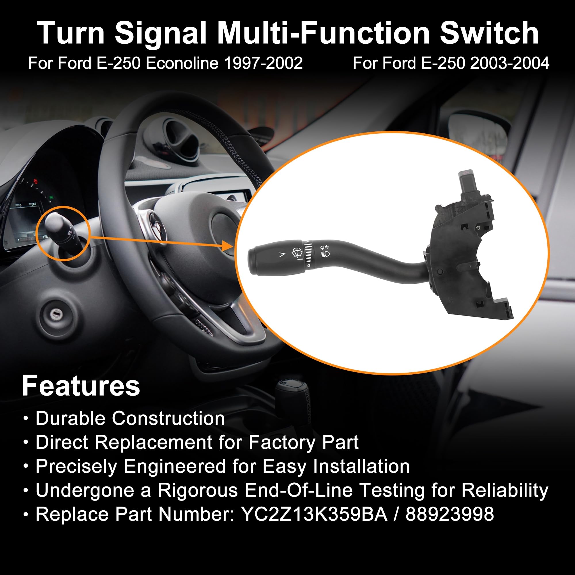 X AUTOHAUX Turn Signal Switch Multifunction Combination Switch YC2Z13K359BA for Ford E-150 2003-2004