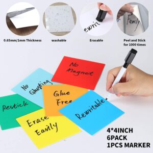 Dry Erase Sticky Notes Reusable - Reusable Dry Erase Stickers Non-Magnetic Whiteboard Stickers for Wall, PC, Wood, Bricks