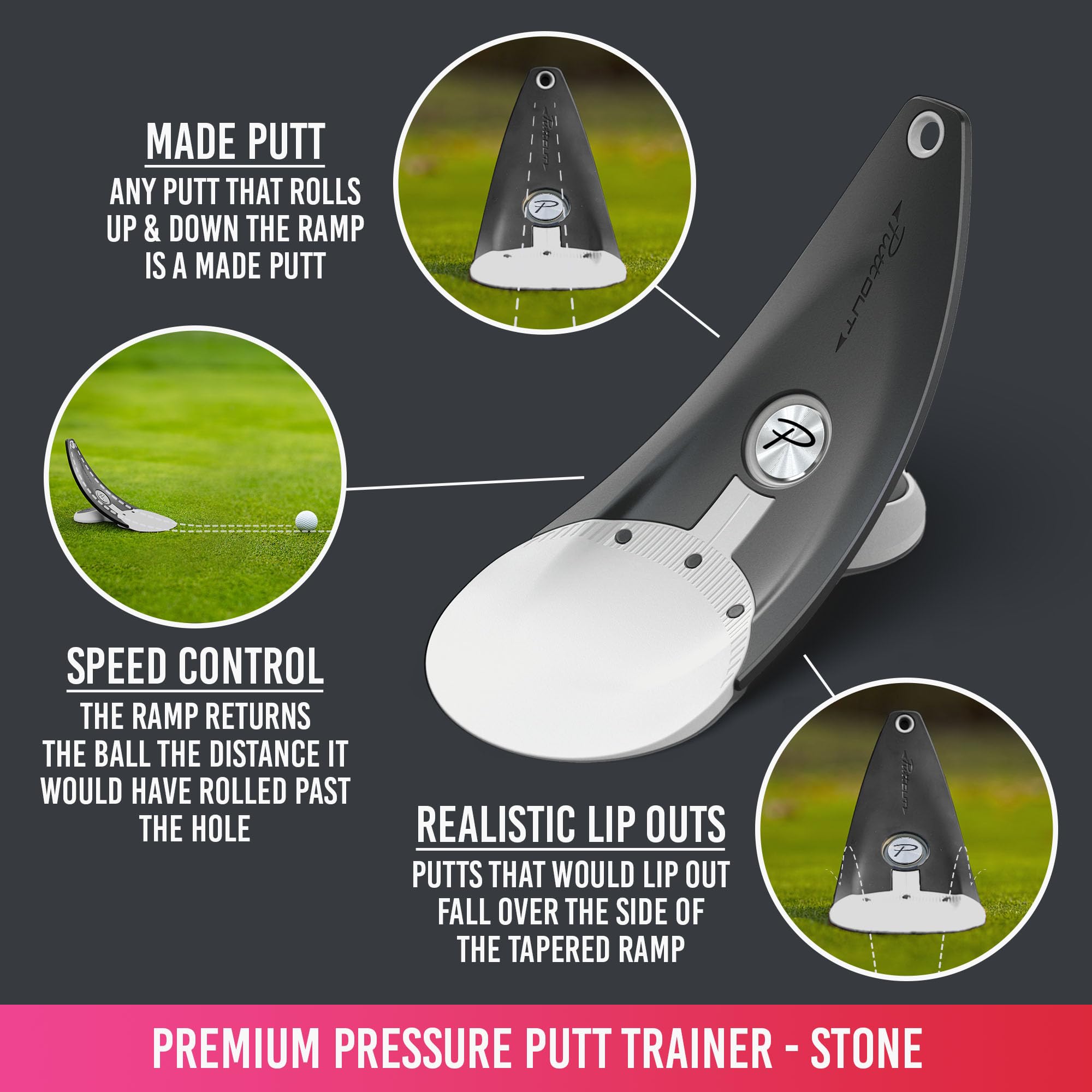 PuttOUT Premium Pressure Putt Trainer - Perfect Your Golf Putting (Stone)