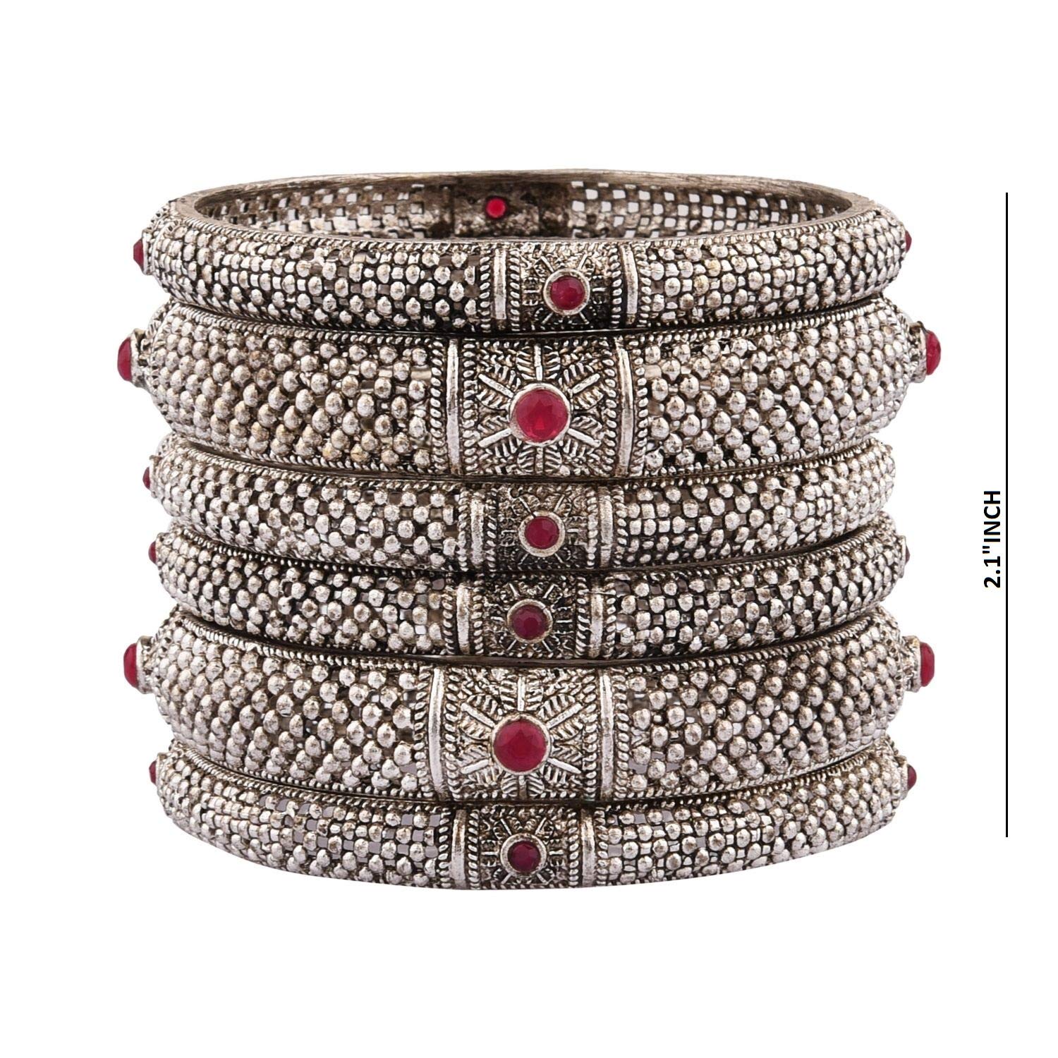 Efulgenz Indian Oxidized Jewelry for Navratri Indian Bangle Set Oxidized Bangles Traditional Bracelet Jewelry for Women