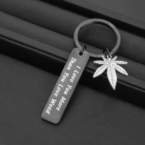 ENSIANTH 420 Gift Marijuana jewelry I Love You More Than You Love Weed Keychain Gift for Boyfriend Valentines Day Gift (You Love Weed Black)