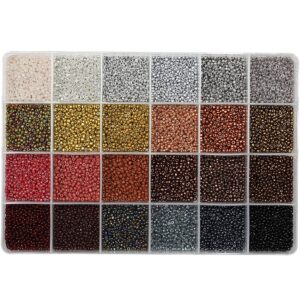 voomolove 12/0 glass seed beads about 15600pcs 24 colors 2mm loose seed beads kit bracelet making beads with 24-grid plastic storage box for jewelry making