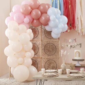 Ginger Ray Muted Pastel Peach, Pink and Blue DIY Balloon Arch Kit Party Decorations 75 Pack