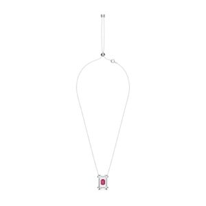 SWAROVSKI Chroma Pendant Necklace, Layered Pink and Clear Octagon-Cut Crystals with a Rhodium Finish Chain, Part of The Chroma Collection