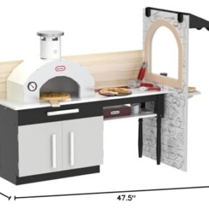 Little Tikes Real Wood Pizza Restaurant Wooden Play Kitchen Cook and Serve with Realistic Lights Sounds and Dual-Sided, 20+ Accessories Set, Gift for Kids, Large Toy for Girls & Boys Ages 3+