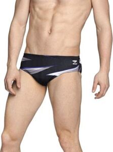 speedo men's standard swimsuit brief endurance+ printed team colors, infinite blue, 34