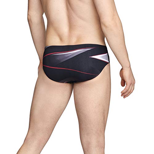 Speedo Men's Standard Swimsuit Brief Endurance+ Printed Team Colors, Infinite Red, 26