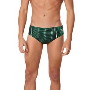 speedo men's standard swimsuit brief endurance+ printed team colors, solar green, 28