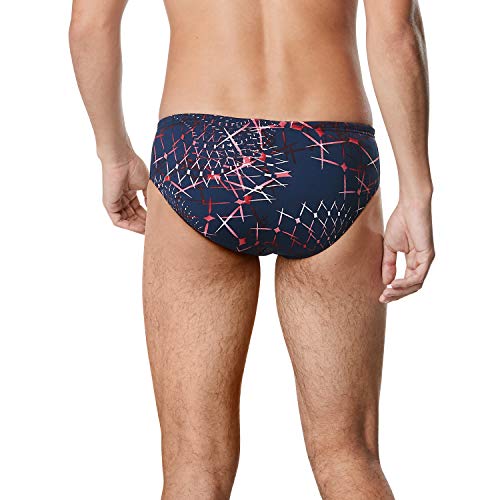 Speedo Men's Standard Swimsuit Brief Endurance+ Printed Team Colors, Galactic Red/White/Blue, 38