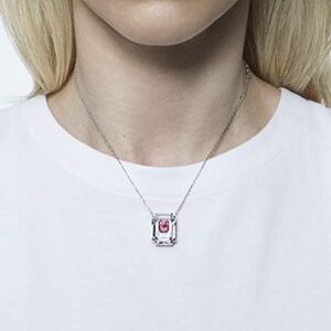 SWAROVSKI Chroma Pendant Necklace, Layered Pink and Clear Octagon-Cut Crystals with a Rhodium Finish Chain, Part of The Chroma Collection