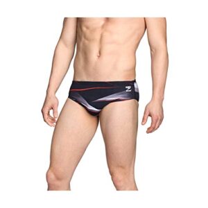 speedo men's standard swimsuit brief endurance+ printed team colors, infinite red, 26