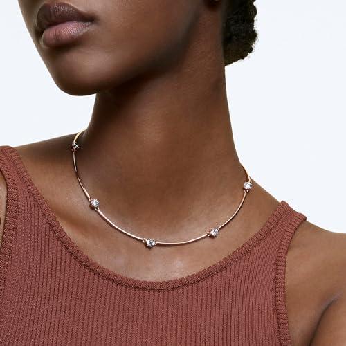 SWAROVSKI Constella All-Around Necklace, Clear Circle-Cut Crystal with a Rose-Gold Tone Finish Chain, part of the Swarovski Constella Collection