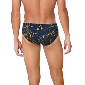 Speedo Men's Standard Swimsuit Brief Endurance+ Printed Team Colors, Galactic Navy/Gold, 38