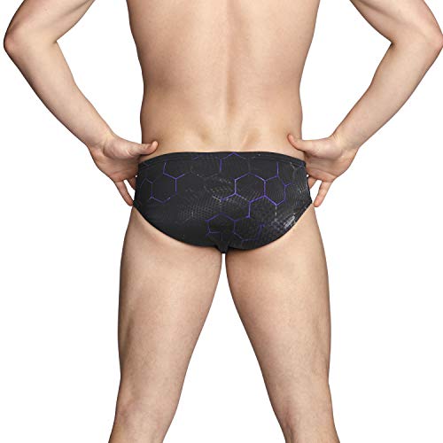 Speedo Men's Standard Swimsuit Brief Endurance+ Printed Team Colors, Emerging Purple, 24