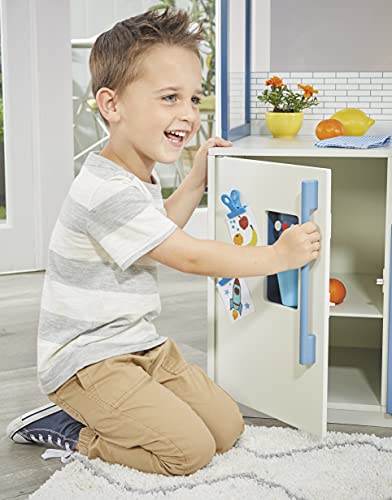 Little Tikes Wood Chef's Play Kitchen with Realistic Lights Sounds, 20+ Interactive Accessories Set, Dual-Sided White & Blue Wooden Play Kitchen- Gift for Kids Girls Boys, Pretend Toy for Ages 3 4 5+