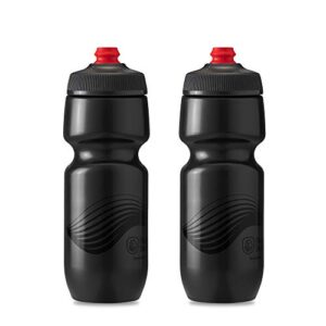 polar bottle breakaway wave lightweight bike water bottle 2-pack - bpa-free, cycling & sports squeeze bottle (24 oz, charcoal & black)