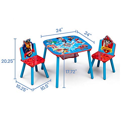 Delta Children Kids Table and Chair Set with Storage (2 Chairs Included) Plus Design & Store 6 Bin Toy Storage Organizer - Ideal for Arts & Crafts, Homeschooling, Homework & More, Nick Jr. PAW Patrol