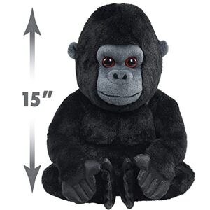 National Geographic Kids Large Stuffed Animal, 15-Inch Super Soft and Hyper-Realistic Gorilla Plush, Packaging from Recycled Materials, Kids Toys for Ages 3 Up, Amazon Exclusive