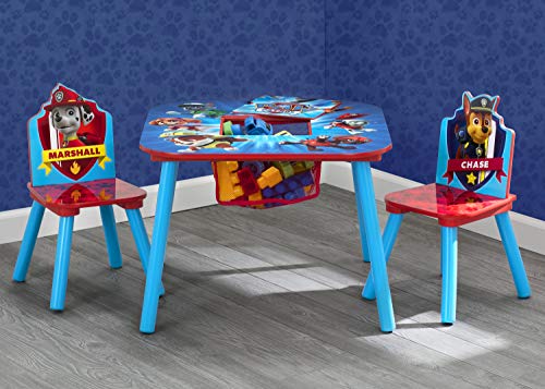 Delta Children Kids Table and Chair Set with Storage (2 Chairs Included) Plus Design & Store 6 Bin Toy Storage Organizer - Ideal for Arts & Crafts, Homeschooling, Homework & More, Nick Jr. PAW Patrol