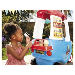 Little Tikes Cozy Ice Cream Truck, Coupe Ride On Car, Kid and Parent Powered, Truck Music, Including Accessories- Gift for Kids, Toy Girls Boys Ages 1.5 to 5 Years Old