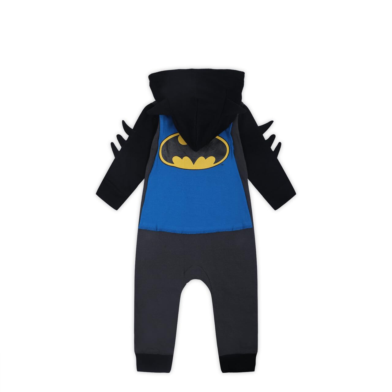 Warner Bros. DC Comics Superman and Batman Boys Long Sleeve Zip Up Hooded Romper for Newborn, Infant and Toddler