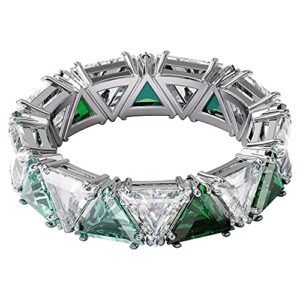 SWAROVSKI Ortyx Cocktail Ring, Green and Clear Crystals with a Rhodium Finish Band, Size 8, Part of the Ortyx Collection