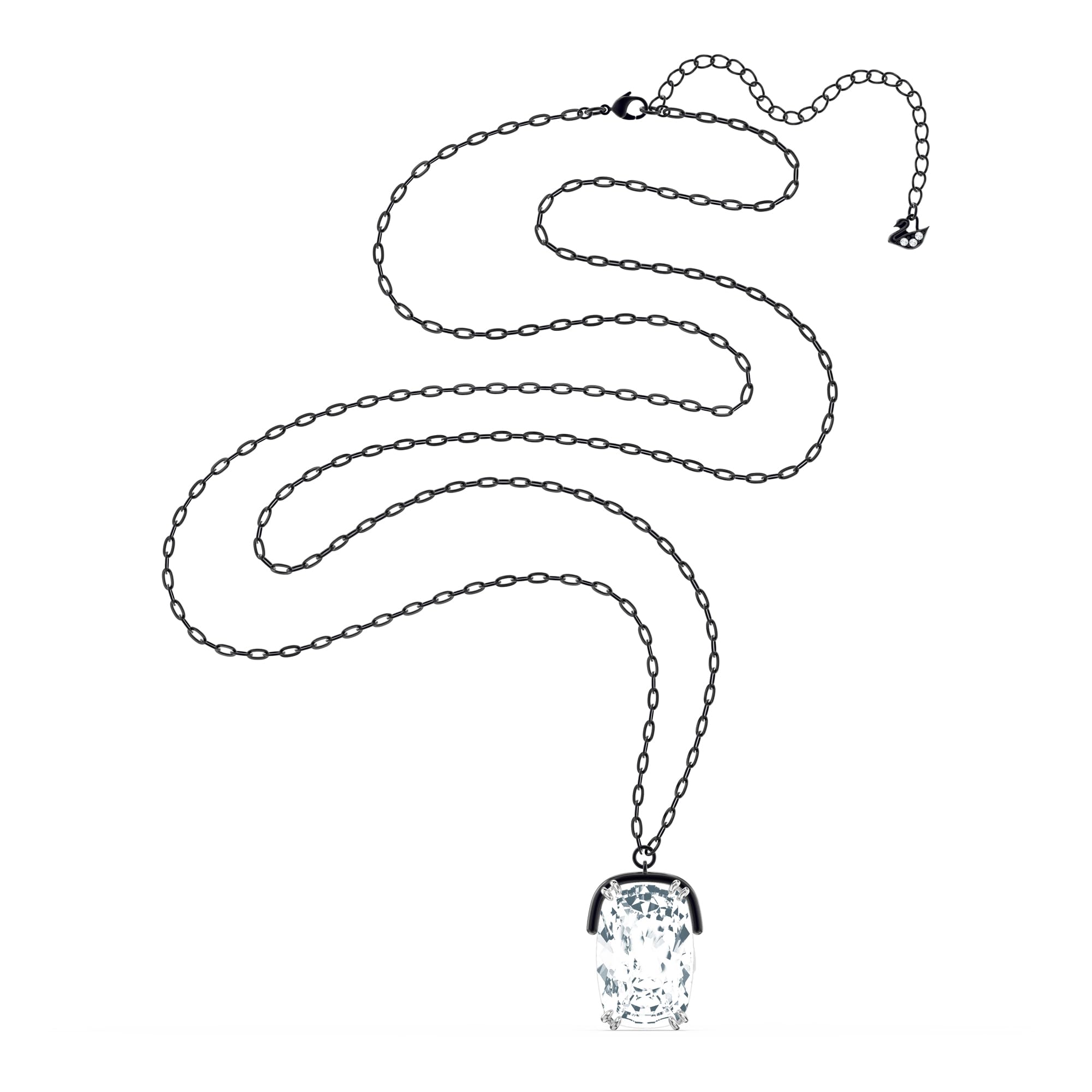 SWAROVSKI Harmonia Pendant Necklace, Large Clear Cushion-Cut Crystal with a Long Mixed Metal Chain, Part of The Harmonia Collection