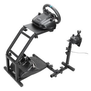 oswerpon racing wheel stand fit for logitech g25, g27, g29, g920 steering wheel stand height adjustable racing simulator gaming stand - wheel and pedals not included