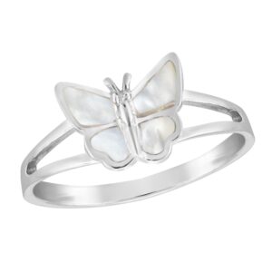 AeraVida Carefree Fluttering Butterfly White Mother of Pearl .925 Sterling Silver Ring | Cute Wedding Rings For Women | Casual Comfort Fit Silver Rings for Women | Butterfly Ring | Gift for Women (8)