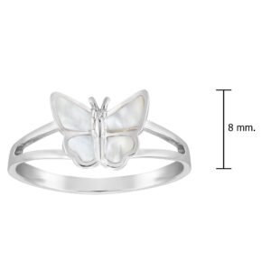 AeraVida Carefree Fluttering Butterfly White Mother of Pearl .925 Sterling Silver Ring | Cute Wedding Rings For Women | Casual Comfort Fit Silver Rings for Women | Butterfly Ring | Gift for Women (8)