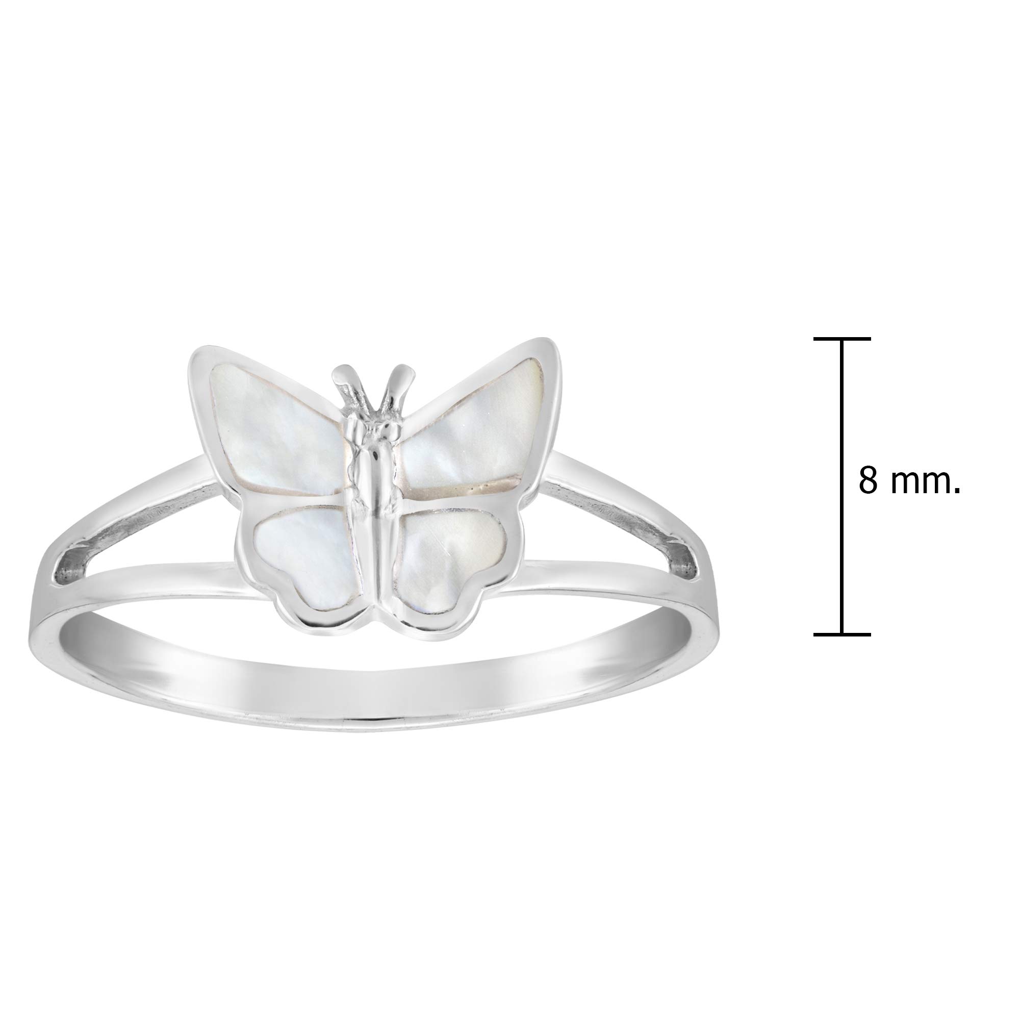 AeraVida Carefree Fluttering Butterfly White Mother of Pearl .925 Sterling Silver Ring | Cute Wedding Rings For Women | Casual Comfort Fit Silver Rings for Women | Butterfly Ring | Gift for Women (8)