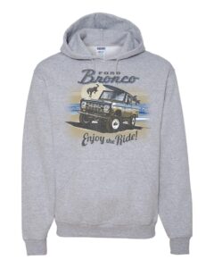 wild bobby classic vintage ford bronco enjoy the ride cars and trucks unisex hoodie sweatshirt, heather grey, large