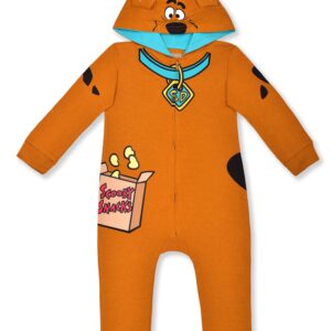 Warner Bros. Scooby Doo Boys’ Hooded Footed Coverall for Newborn, Infant and Toddler - Brown