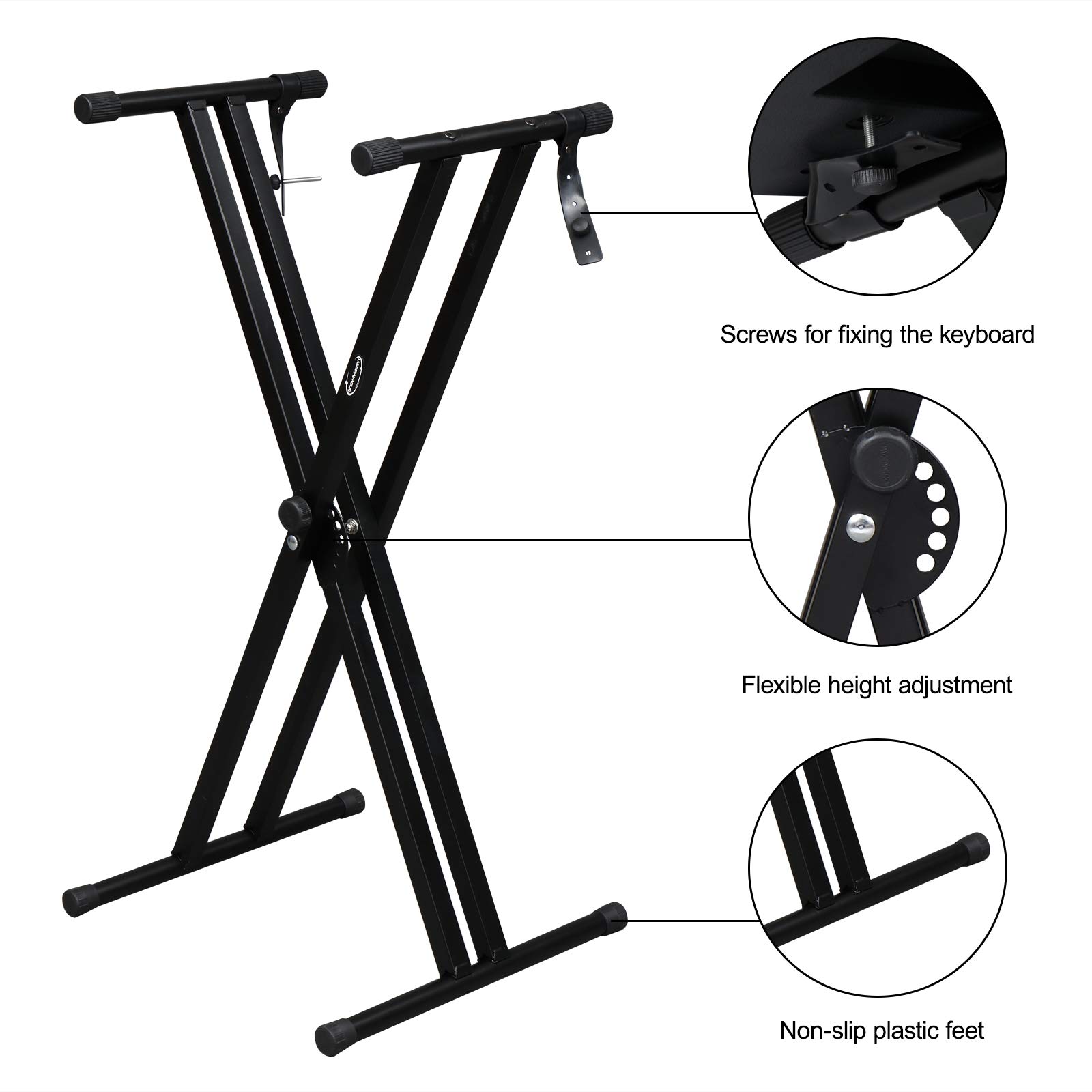 ShowMaven Heavy Duty Keyboard Stand and Bench, Adjustable Height and Portable (Double-X)