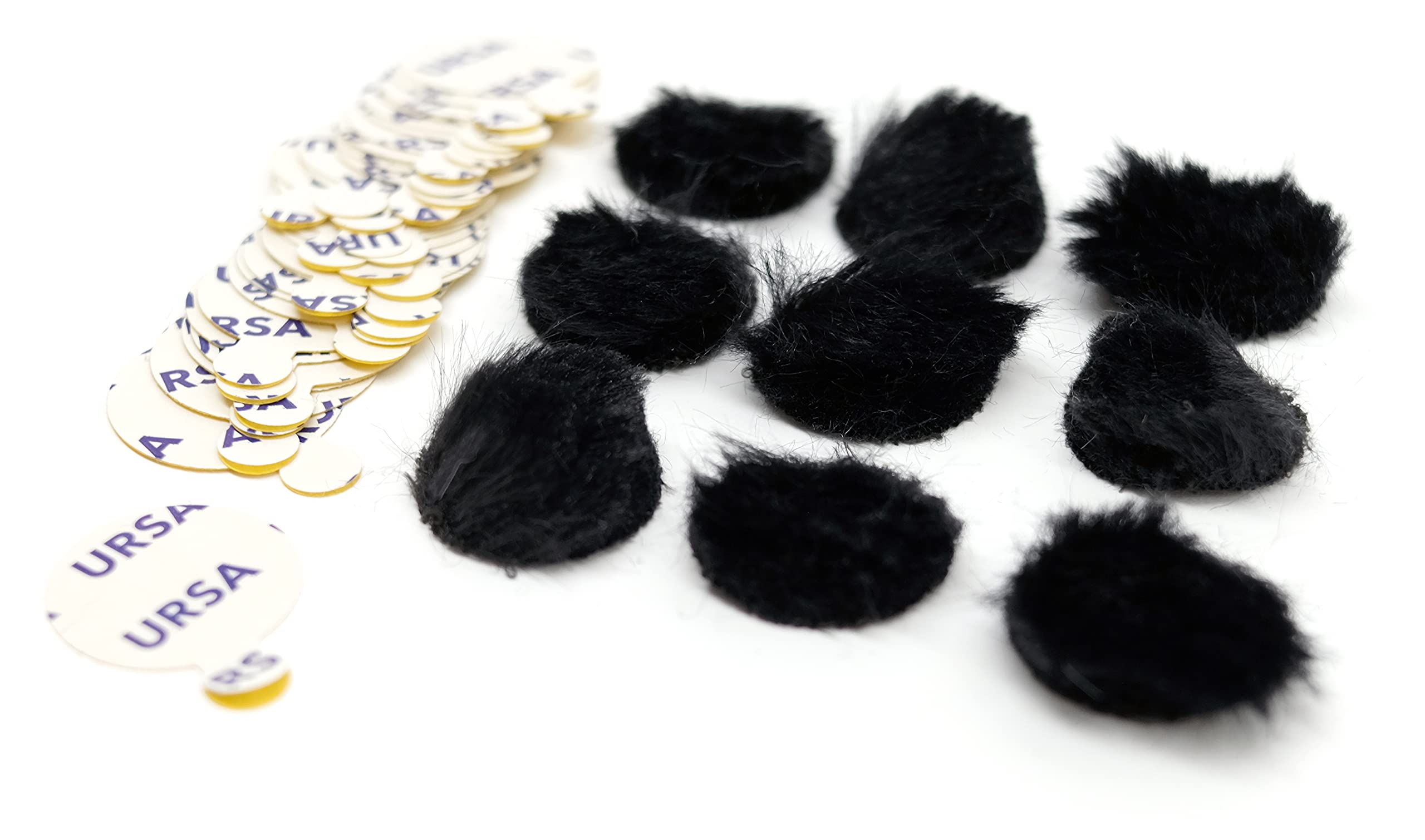 URSA Fur Circles - Mini Windshields for Lavalier/Lapel Microphones. Reduce Wind Noise & Clothing Rustle. Compatible with Sennheiser, RODE, Sanken, Tascam & More (9x Circles + 30x Stickies, Black)