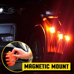 ZeroDark Road Flares LED Flashing Warning Light Emergency Roadside Safety Disc Highlights With Magnetic Base & Hook For Vehicles & Boat 1Pack