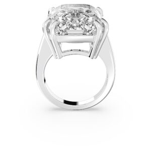 SWAROVSKI Mesmera Ring, Large Clear Crystal with a Rhodium Finish Setting, Size 8, Part of The Mesmera Collection