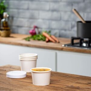 Comfy Package [8 oz. - 25 Count White Paper Food Containers with Vented Lids - To Go Hot Soup Bowls, Disposable Ice Cream Cups, Ideal for Hot and Cold Foods