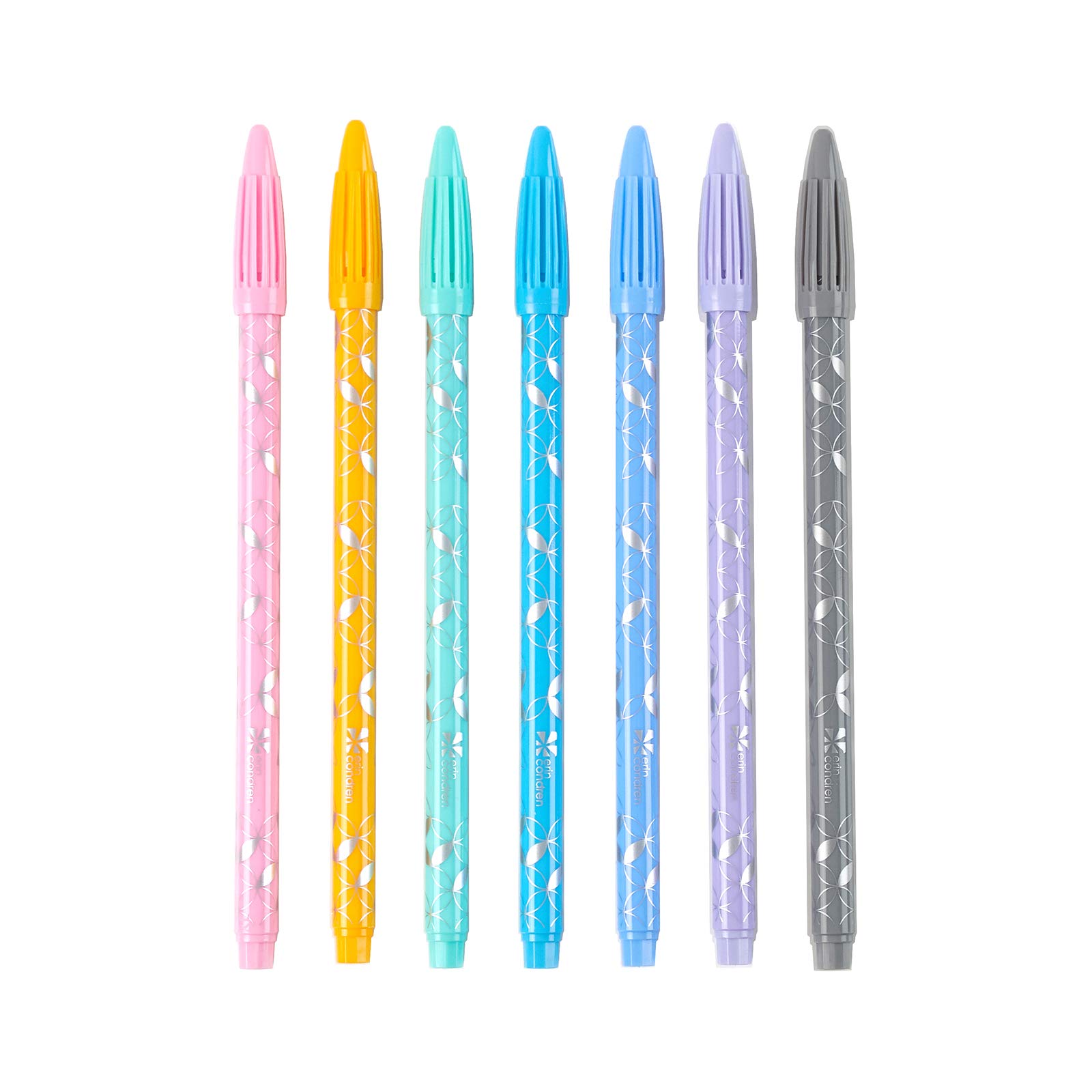 Erin Condren Designer Colorful Fine-Tip Markers - Pastels 7 Pack with 6.5" Length and 0.4 mm Tip for Writing, Coloring and More, Highlight Important Details in Pastel Colors