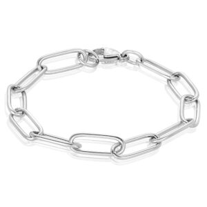 West Coast Jewelry Women's Stainless Steel Paperclip Bracelet 7.5"