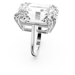 SWAROVSKI Mesmera Ring, Large Clear Crystal with a Rhodium Finish Setting, Size 7, Part of The Mesmera Collection