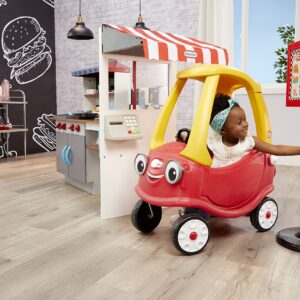 Little Tikes Real Wood Drive-Thru Diner Wooden Play Kitchen with Realistic Lights Sounds and Multi-Sided, 40+ Accessories Set, Gift for Kids, Toy for Girls & Boys Ages 3 4 5+ Years(Multi color)