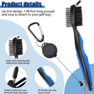 3 Pieces Golf Club Groove Sharpener Retractable Golf Brush and 6-Head Groove Sharpener Re-Grooving Tool and Cleaner for All Golf Irons Pitching, Sand, Lob, Approach Wedges, Utility Clubs (Blue)