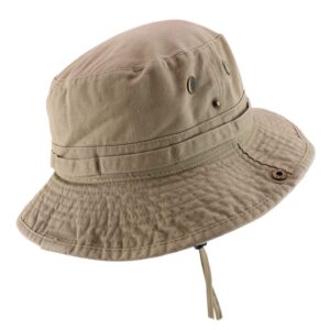 Armycrew Big Oversized Jungle Boonie Bucket Hat with Chin String Fits Upto XXXL - Khaki - 2XL-3XL