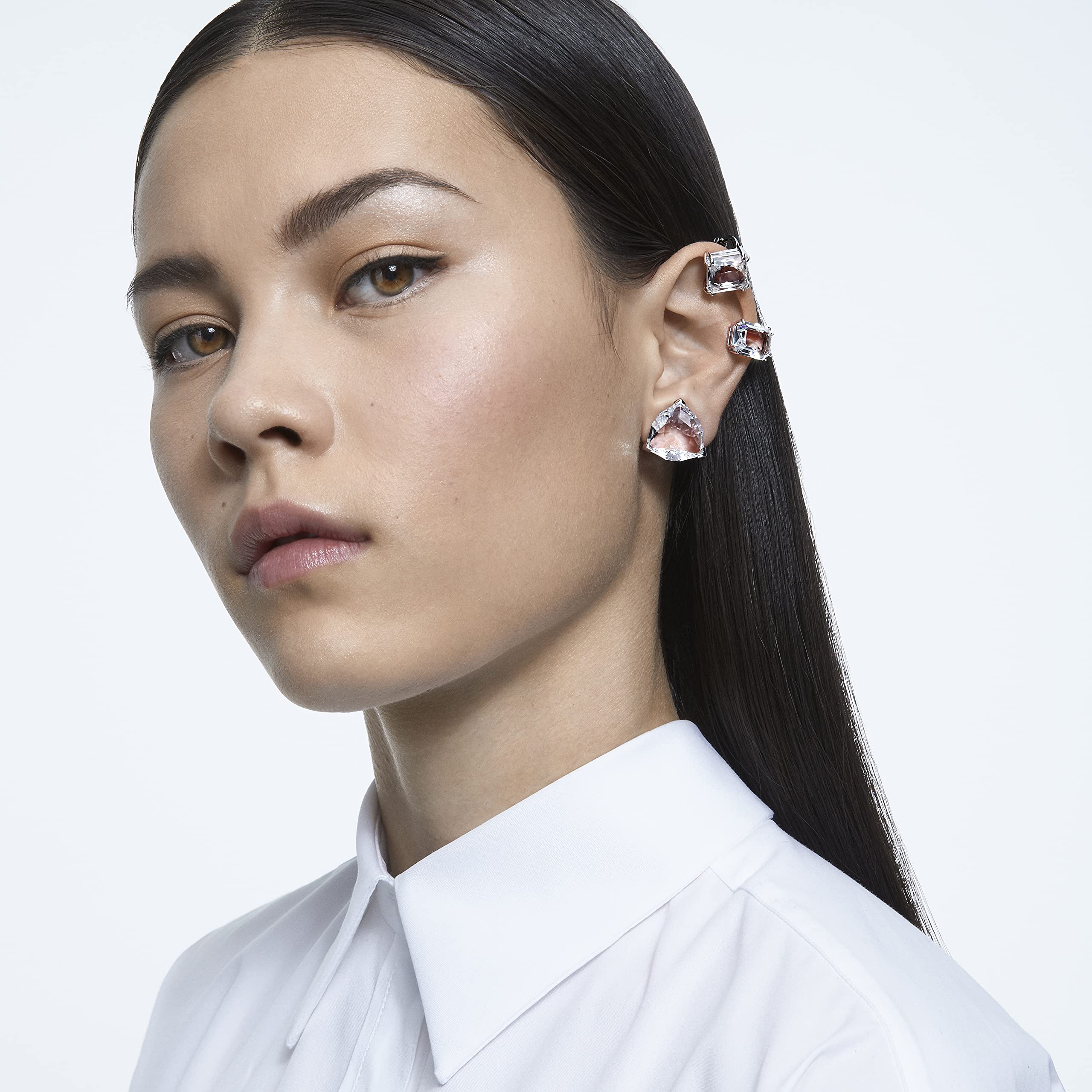 Swarovski Millenia Clip Earring Set, Large and Clear Crystal Cut Crystals with a Rhodium Finish Setting, Part of the Swarovski Millenia Collection