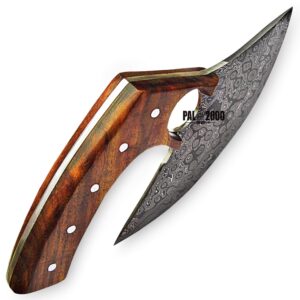 PAL 2000 KNIVES ULU-9881 Handmade Damascus Steel 6 Inch Blade Ulu Knife Rosewood Handle