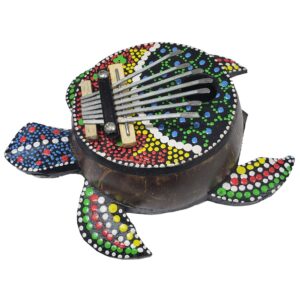 Turtle Kalimba Coconut Shell Body Amplify Sound Steel Tines Resonant Sound Amazing Clear Musical Notes - Soothing Tones Can Be Played for Meditative Calm and Relaxation Unique Coastal Décor (Dot Art)