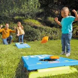 Little Tikes 5-in-1 Cornhole Game Set Indoor Outdoor Toy w Bowling, Tic Tac Toe, Ball Toss, Lawn Darts, 16 Accessories: Bean Bags, Balls, Darts- Gift for Kids & Families, Toy For Boys Girls Ages 2 3 4