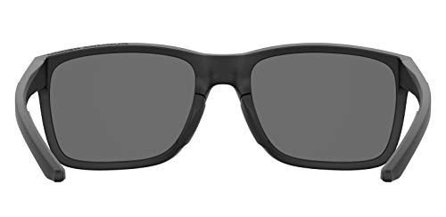 UA Hustle Rectangular Sunglasses, Matte Black Frame w/ Polarized Gray Lenses